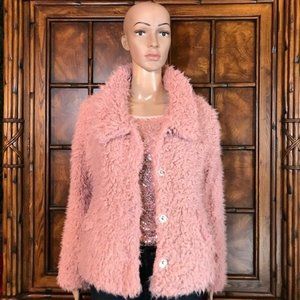 Tawny Rose Snap Front Faux Fur Teddy Coat